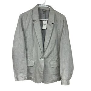 J. Jill Light Gray Shimmer Linen Blazer NWT Medium
